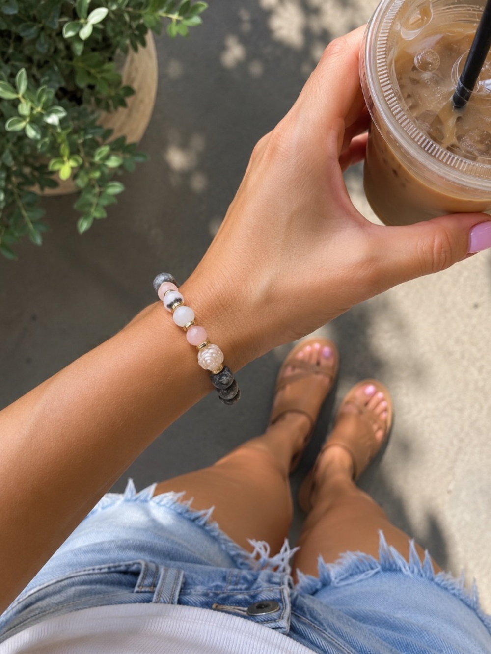 {Handmade} Stretch Bracelet with Rose